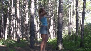 Spunky Blonde Teen Plays with herself in the Forest - Full Video! 2