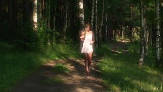 Blonde Ksenya B Takes a Naked Walk in the Forest - Full Video! 1