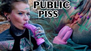 TATTOO Teen PUBLIC ANAL Masturbation and PISS - Toy Pee Alternative ATM Gape Goth Punk Alt Porn
