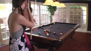 Naughty MILF Licks Cute Teen's Perfect Pussy while Playing Billiards 1