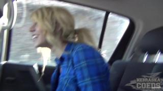 Hot Skinny Blonde College Girl Gets Naked while Driving in a Porn Director's Car 4