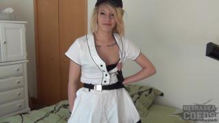 Casting a Pretty College Teen Cosplaying with a Baseball Outfit and Masturbating with a Dildo