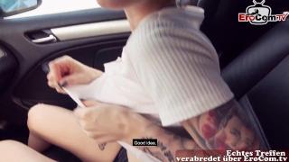 Skinny German Teen with Glasses Pick up for a Real Sexdate in a Car 5