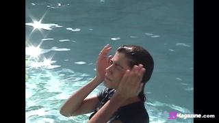 Big Boobed Brunette Coed True Tere Gets her Tits Wet while Goofing in the Pool! 6