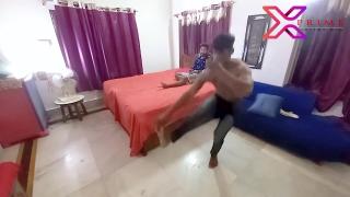 Indian Busty Bhabi get Threesome Hardcore Fuck from two Muscular Huge Cock Client _ Lound Fuck Sound 1