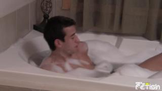 Horny Guy Strokes his Big Cock in the Bathtub after taking a Bath 3
