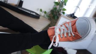 Relaxing her Sweaty Feet after a Tennis Match (POV Foot Worship, Sneakers, Gym Socks, Close up Feet) 2