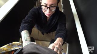 Goth Hottie in Glasses Lily Lane has Guy over just to Suck him off on the Staircase 4