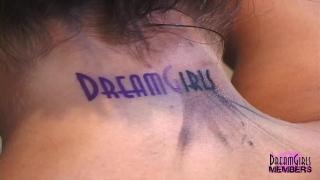 Hot Naked Chick Gets DreamGirls Tattooed on her Neck 10