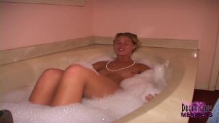 Leggy Blonde Gets Naked in the Tub 8