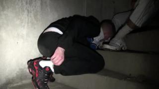 Hars Sneaker Dominnation and Foot Fetish Humliation in Public Building 11