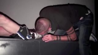 Public Sneakers Humliation and Foot Fetidsh by 2 Badboys in Pulblic Bar