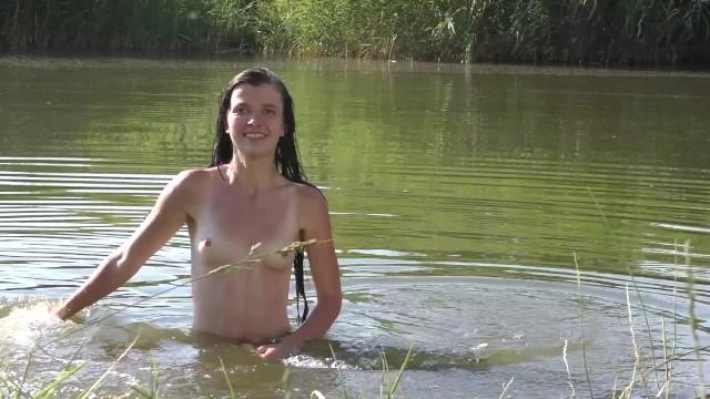 Hairy Pussy Coed ( Anas ) Likes Swimming Naked in the Lake! - Full Video! - 1