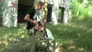 The Sexy DAVID Fucked by the Top Blond Military in Exhib Cruising Forest 6