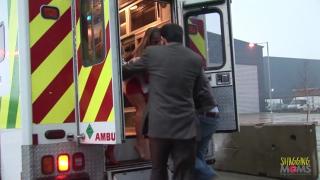 Naughty Nurses having Fun with two Guys in the Ambulance 2