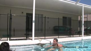Hot Pool Boy Blows Huge Load on Sunbathing MILF 1
