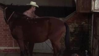 Muscle Boy Latinof Uicking at the Farmer in Cowboy Uniform 1