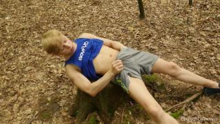 Hot Blonde Teen Jerks off & Fingers his Asshole in the Woods 4