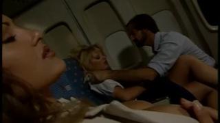 Busty Hot Stewardess Gets Licked and Fucked by the Captain while her Busty Cowerker Masturbating 3