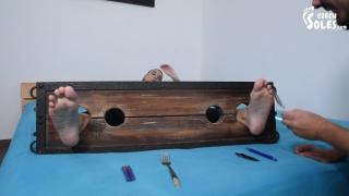 Locked up in Stocks and Tickled + Foot Worshiped (tickling, Feet in Stocks, Tickling Torture, Soles) 1