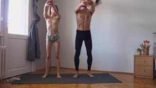 Workout Yoga Exercise together for the first Time 9