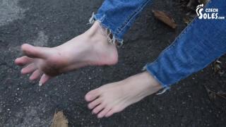 Dirty Feet in Park get Cleaned by a Stranger, POV (long Toes, Foot Worship POV, Public Feet, Soles) 5
