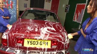 Gorgeous Babes Washing a Car together and Masturbating with Toys 1