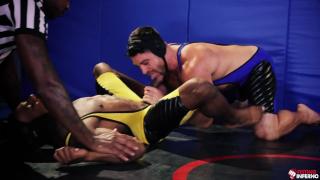Wrestling Hunk done in by two Massive BBC's - Beau Butler, Adrian Hart, Reign - FistingInferno 6