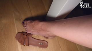 Worn Sandals, Bare Feet and Shoe Dangling POV (close up Feet, Dirty Sandals, POV Foot Worship, Toes) - Pornhub.com 10