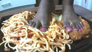 Italian Slave get his Food: Spaghetti and Lasagne of Black Ebony Feet! - Pornhub.com 1