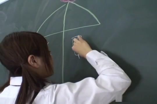Kumiko Hayama classroom blowjob with big tits hanging out - 1