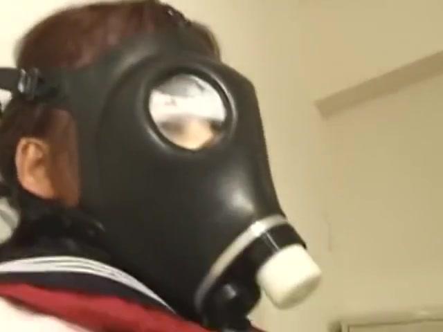 Japanese schoolgirl gas mask bondage - 1