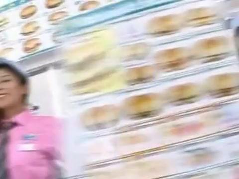 Tribbing Naked Japanese serving in an Erotic Fast Food Shop Blonde