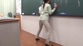 Blowjob Contest  Japanese teacher gives a valuable lesson at the blackboard Sucking Cock - 1