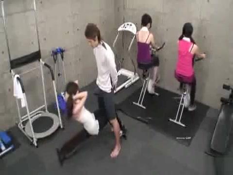 Dancing Japanese erection at the gym Ballbusting